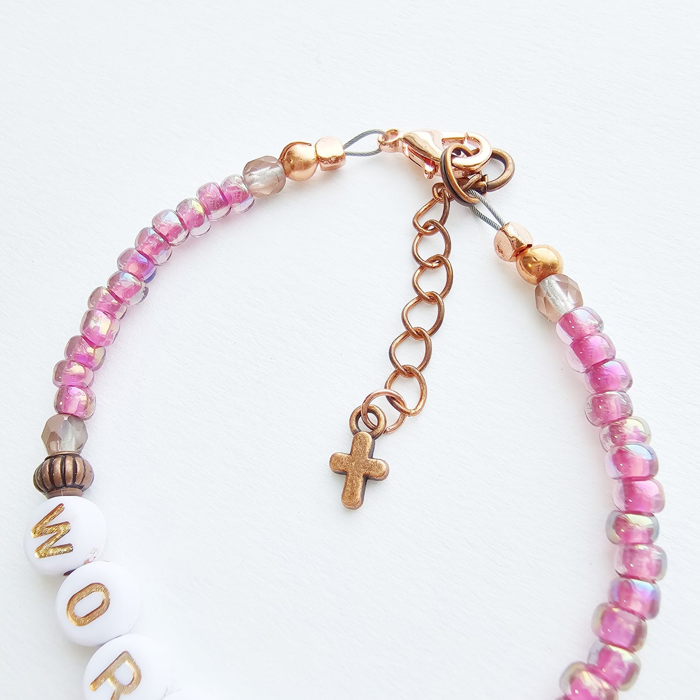 I Am Worthy Single Strand Bracelet - stackable arm jewelry for women