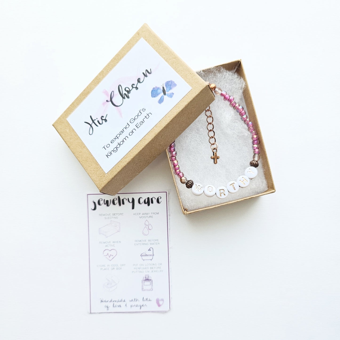 I Am Worthy Single Strand Bracelet - stackable arm jewelry for women