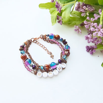 I Am Worthy 3-Strand Bracelet - stackable arm jewelry for women