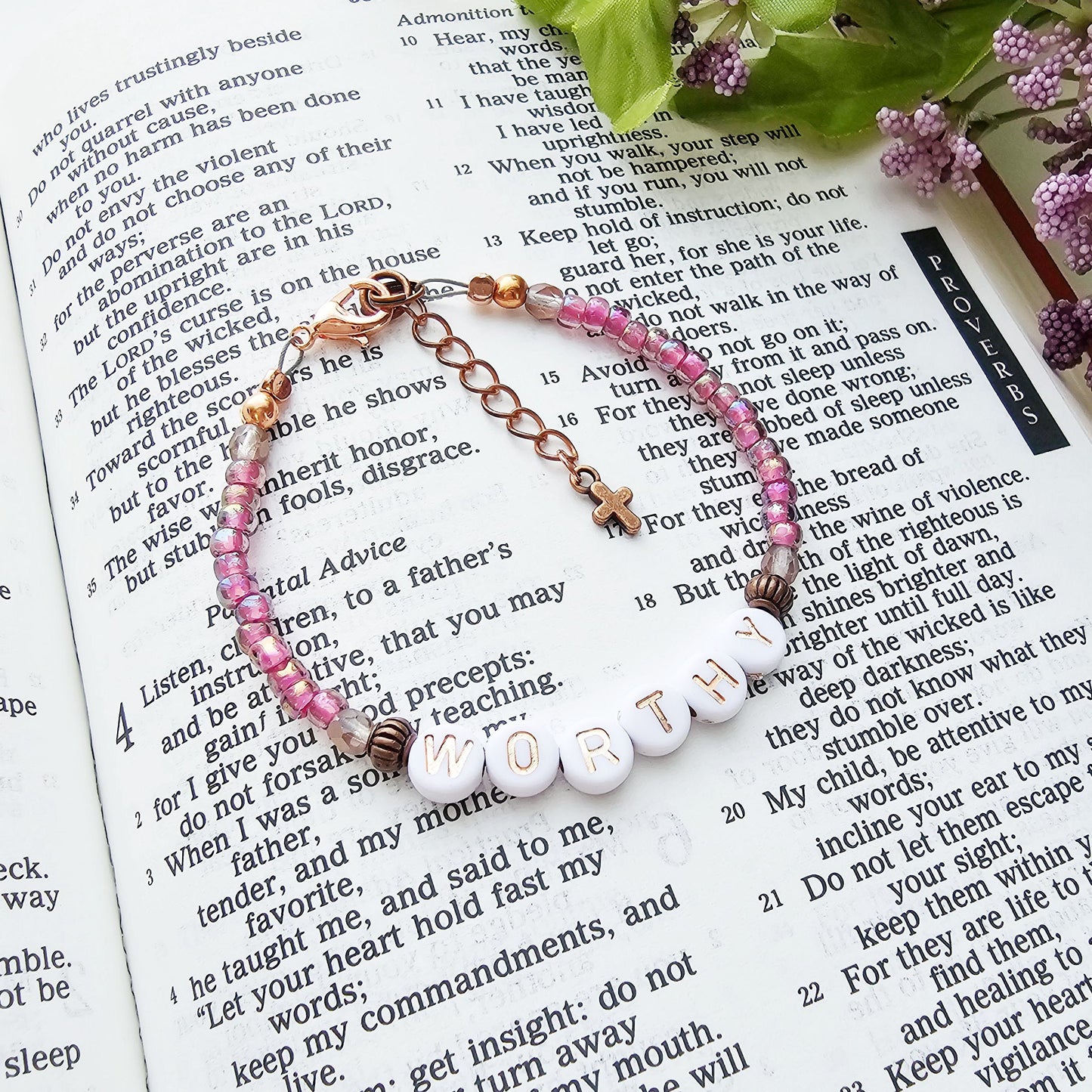 I Am Worthy Single Strand Bracelet - stackable arm jewelry for women