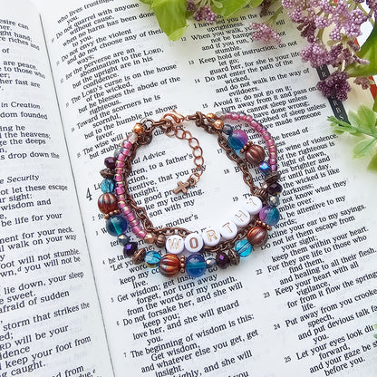I Am Worthy 3-Strand Bracelet - stackable arm jewelry for women