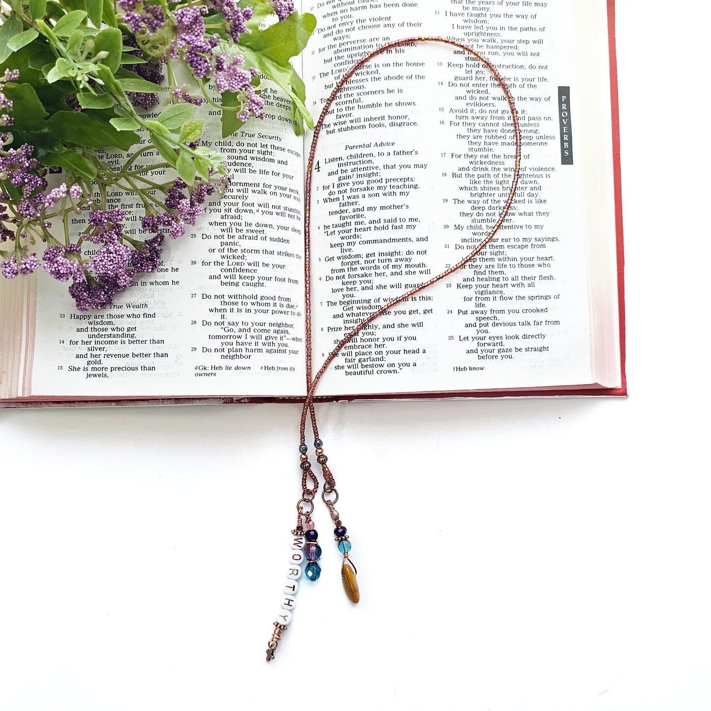 I Am Worthy Single Strand Beaded Bible Bookmark