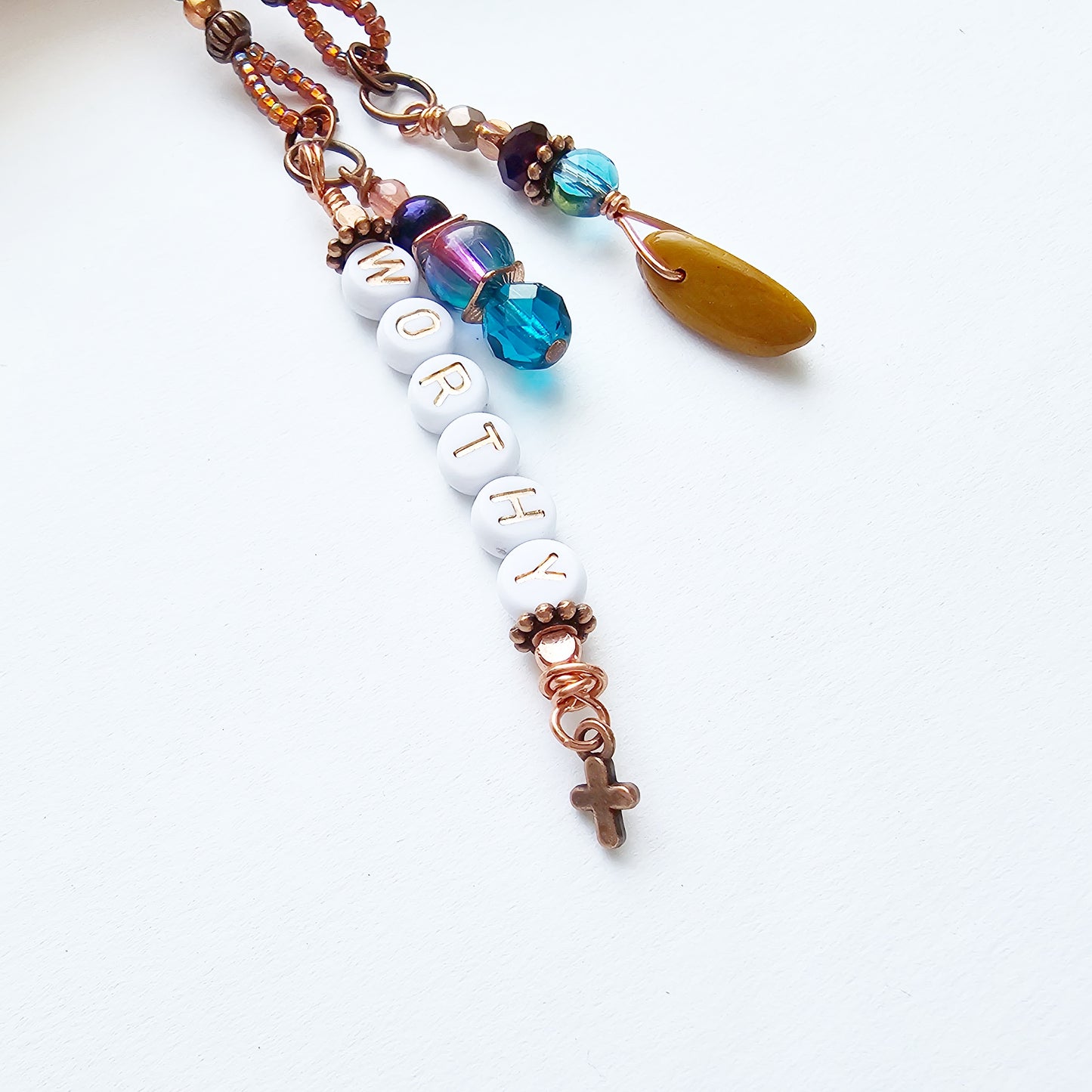 I Am Worthy Single Strand Beaded Bible Bookmark