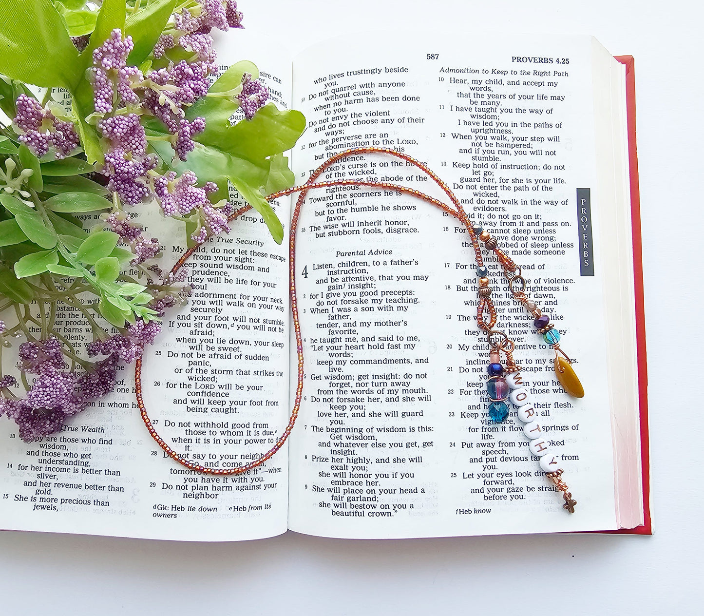 I Am Worthy Single Strand Beaded Bible Bookmark
