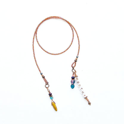 I Am Worthy Single Strand Beaded Bible Bookmark