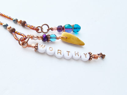 I Am Worthy 2-Strand Beaded Bible Bookmark