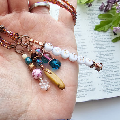 I Am Worthy 3-Strand Beaded Bible Bookmark
