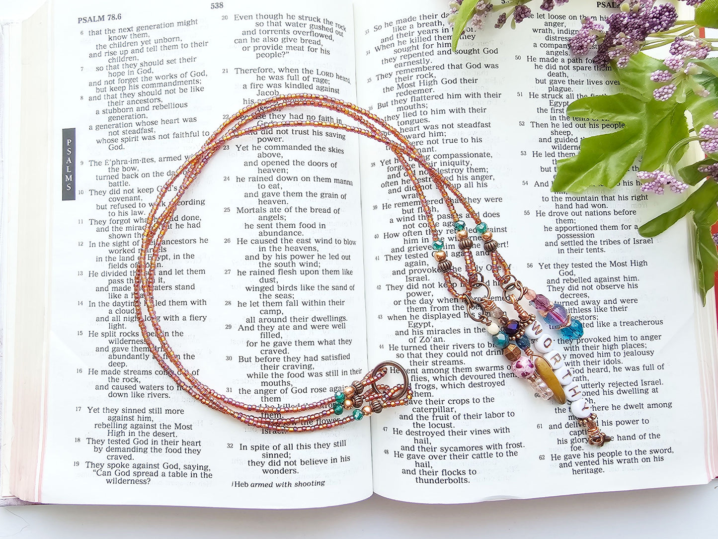 I Am Worthy 3-Strand Beaded Bible Bookmark