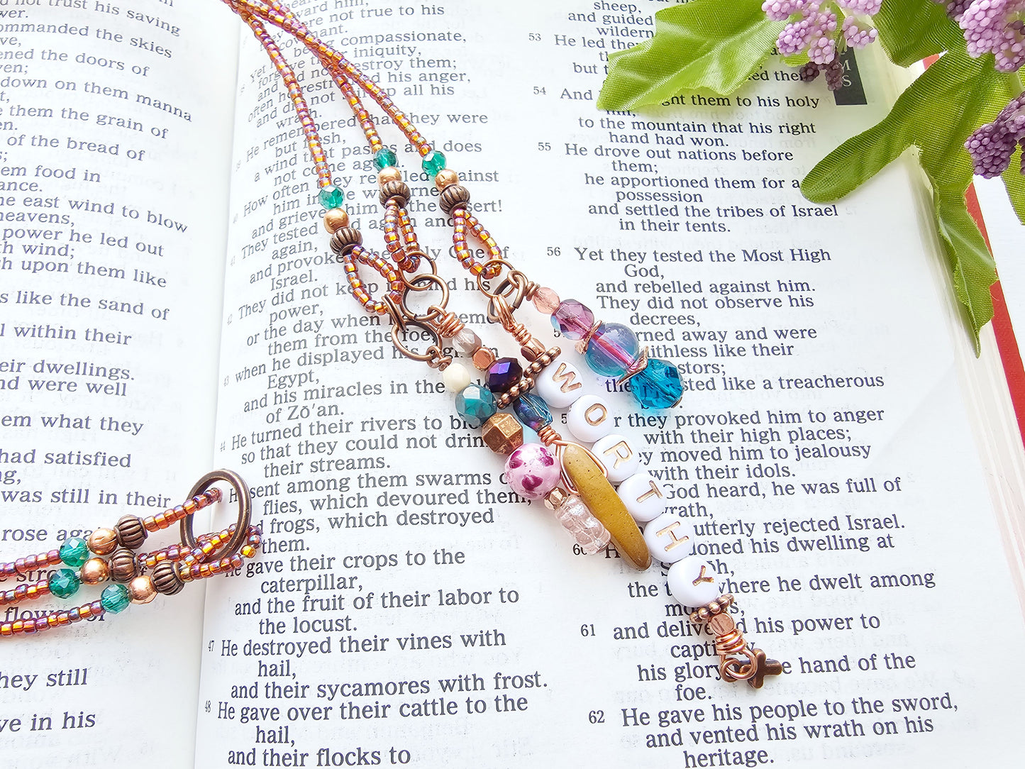 I Am Worthy 3-Strand Beaded Bible Bookmark