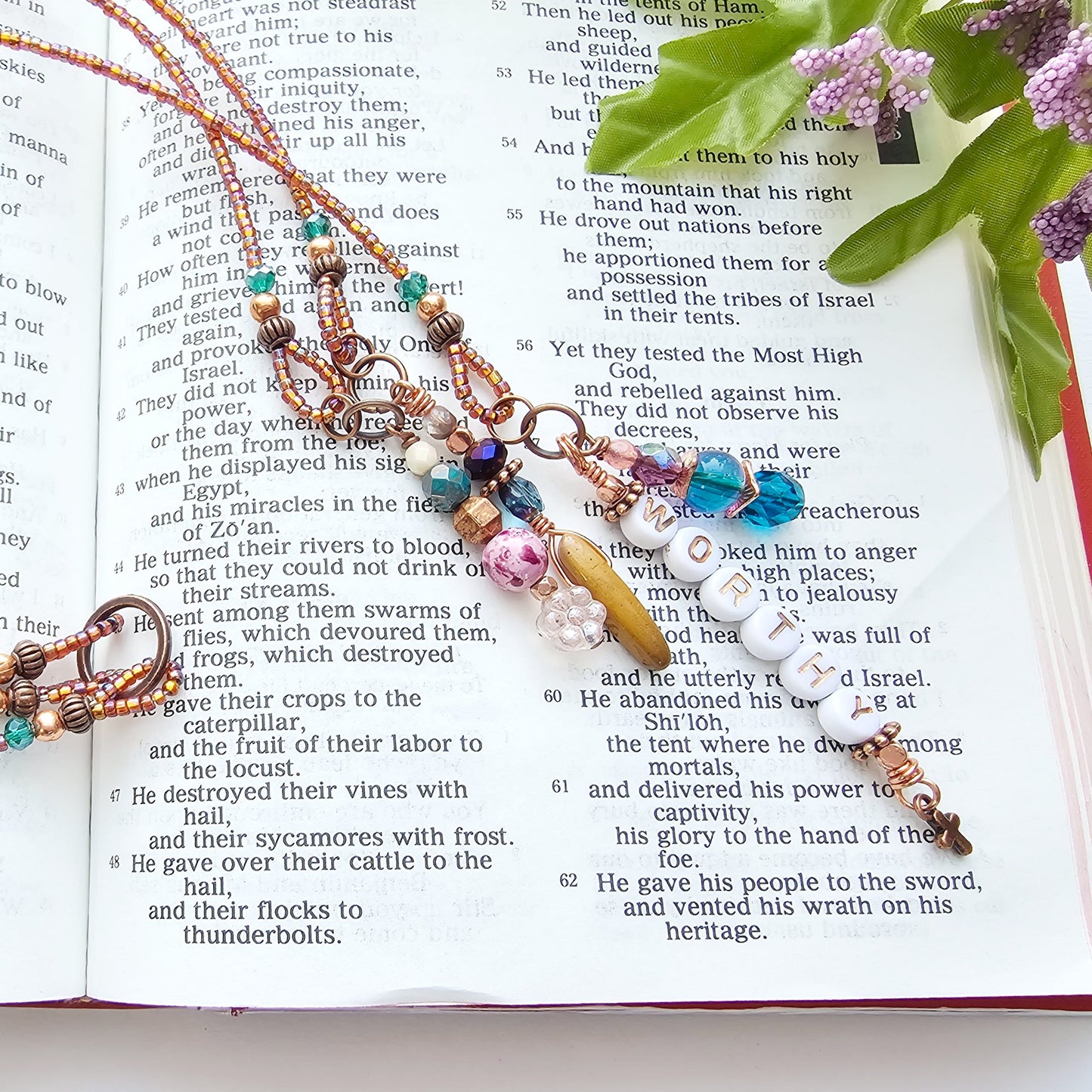 I Am Worthy 3-Strand Beaded Bible Bookmark