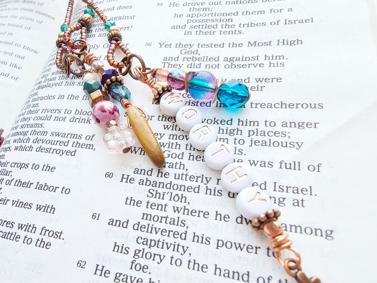 I Am Worthy 3-Strand Beaded Bible Bookmark