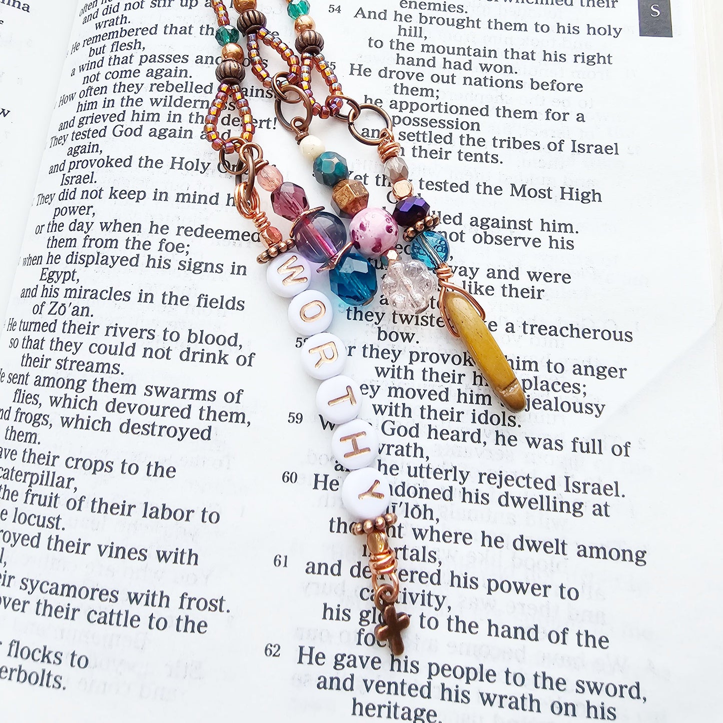 I Am Worthy 3-Strand Beaded Bible Bookmark