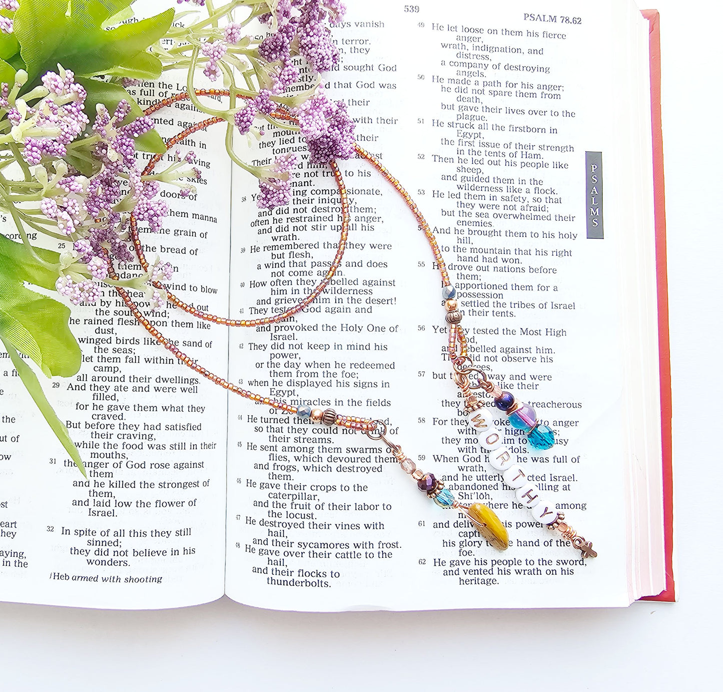I Am Worthy Single Strand Beaded Bible Bookmark
