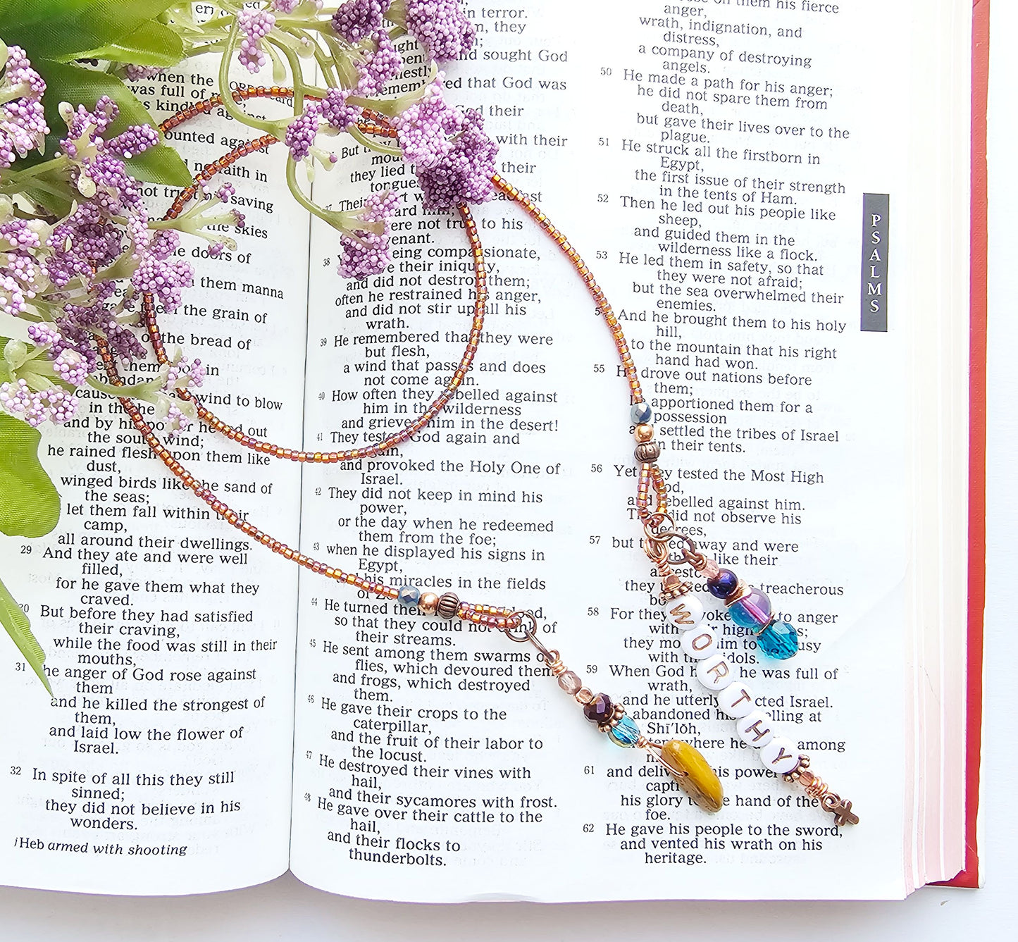 I Am Worthy Single Strand Beaded Bible Bookmark