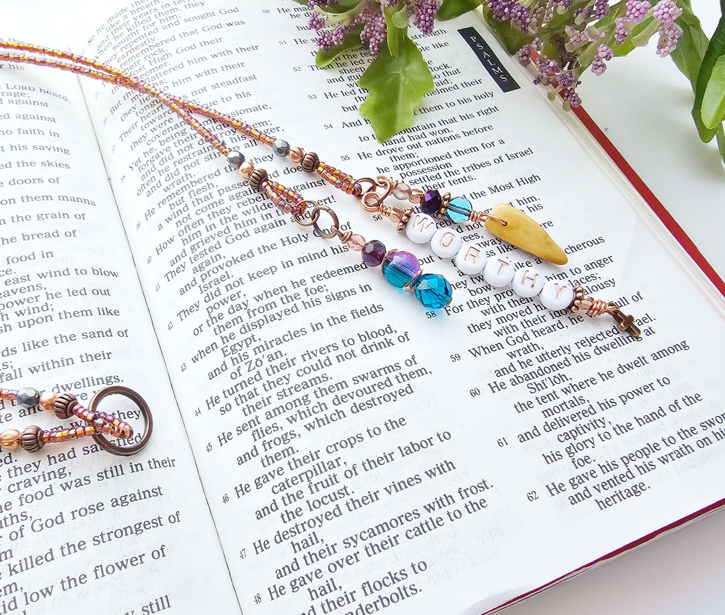I Am Worthy 2-Strand Beaded Bible Bookmark