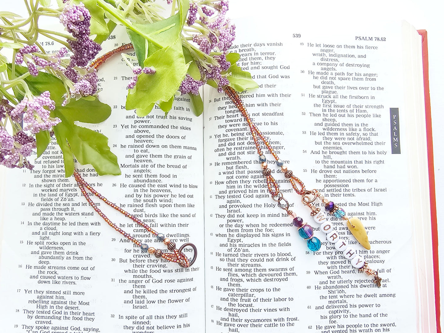 I Am Worthy 2-Strand Beaded Bible Bookmark