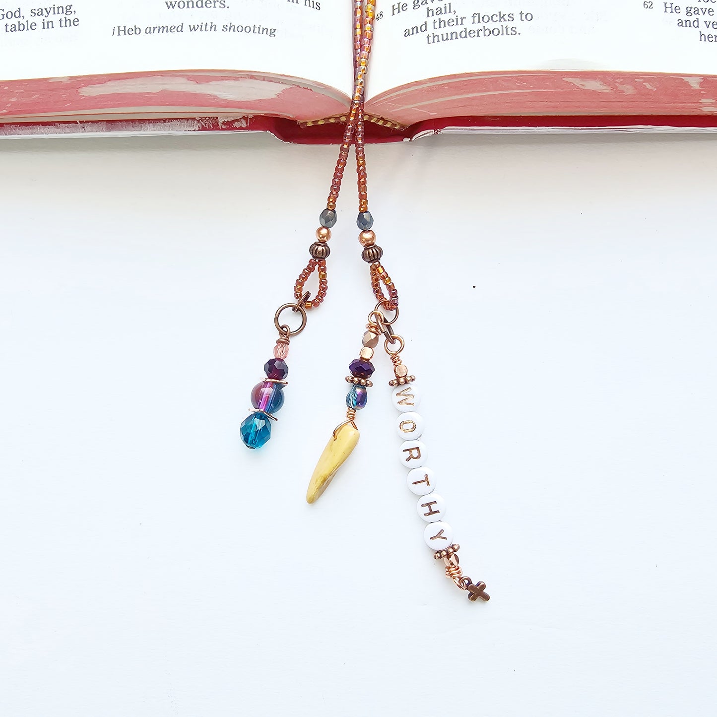 I Am Worthy 2-Strand Beaded Bible Bookmark