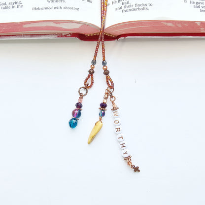 I Am Worthy 2-Strand Beaded Bible Bookmark