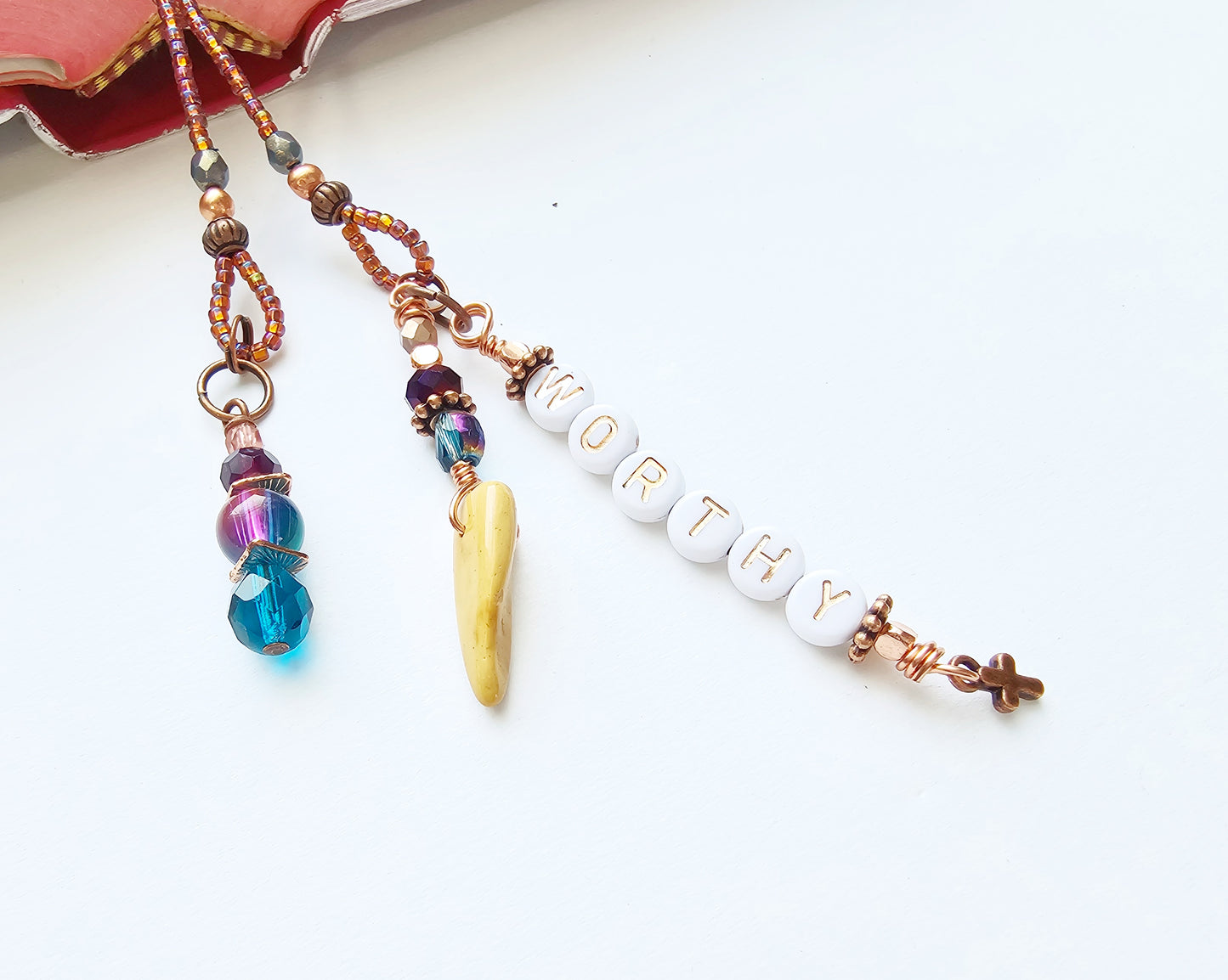 I Am Worthy 2-Strand Beaded Bible Bookmark