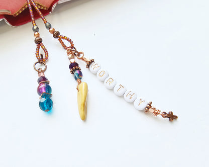 I Am Worthy 2-Strand Beaded Bible Bookmark