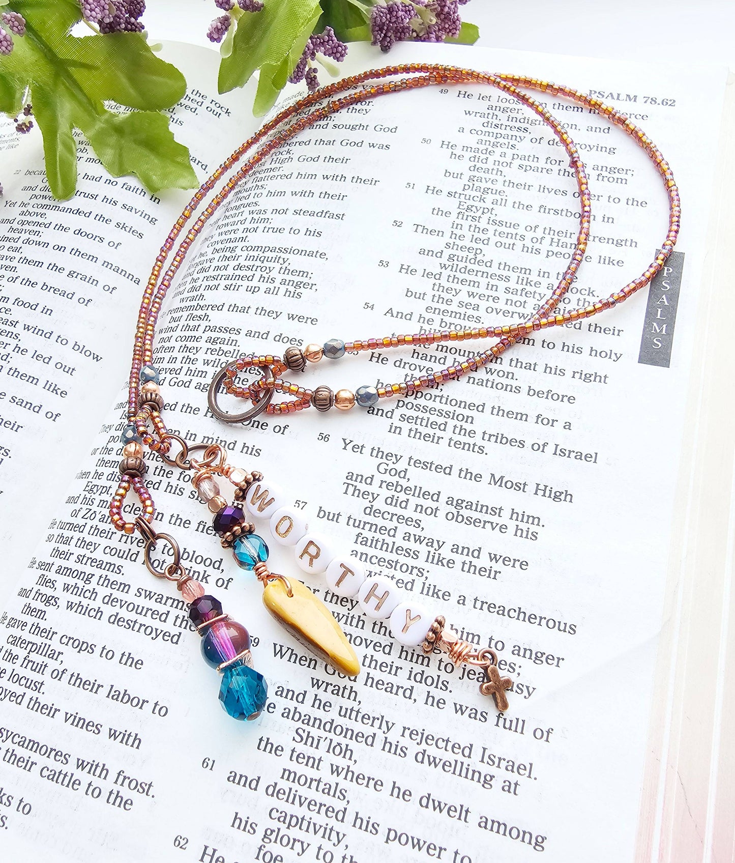 I Am Worthy 2-Strand Beaded Bible Bookmark
