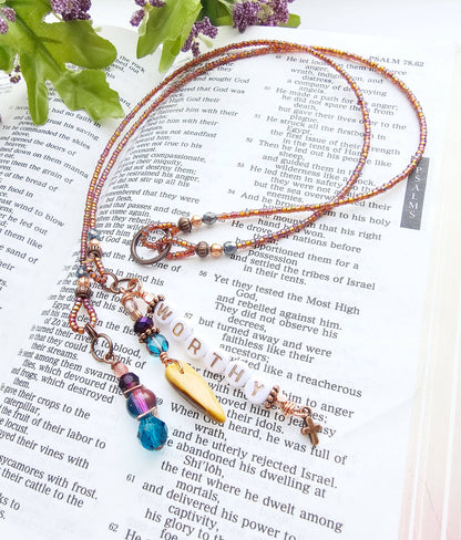 I Am Worthy 2-Strand Beaded Bible Bookmark