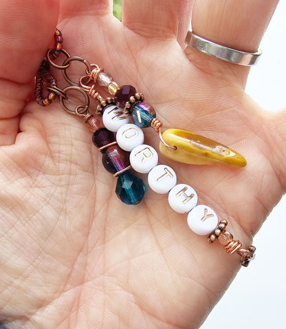 I Am Worthy 2-Strand Beaded Bible Bookmark