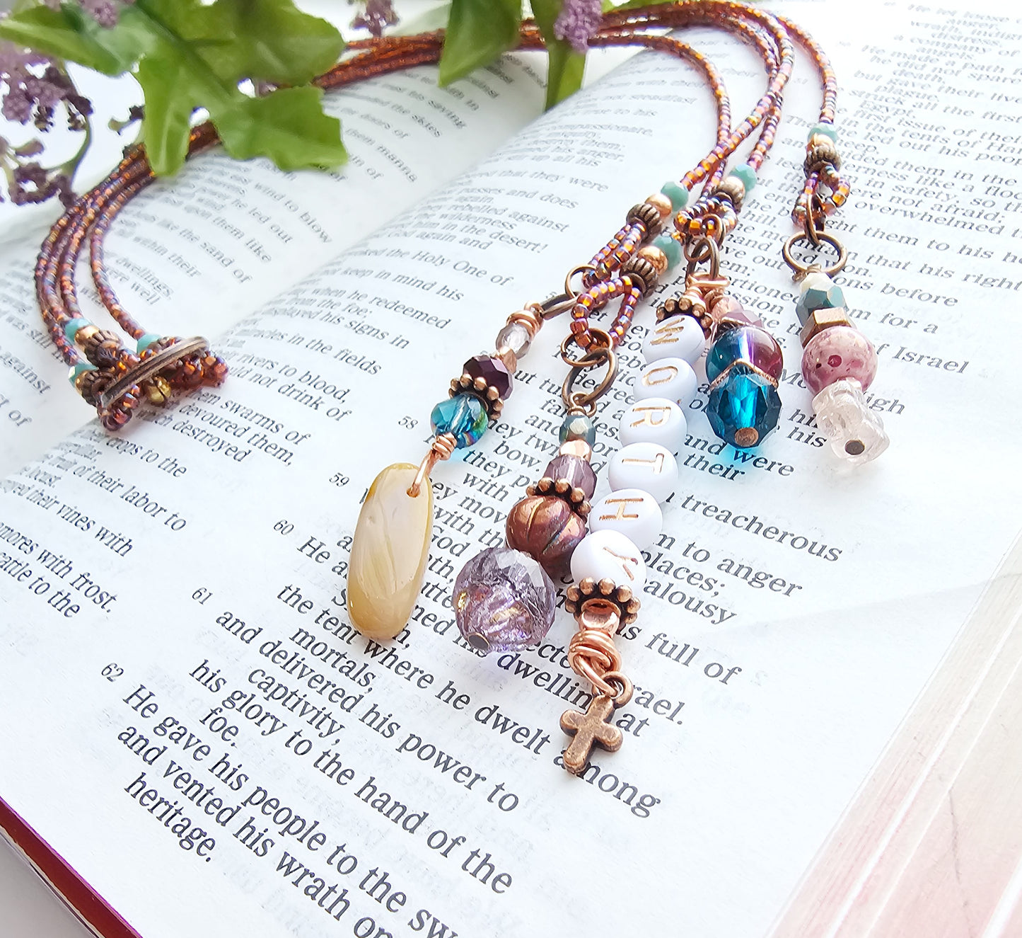I Am Worthy 4-strand Beaded Bible Bookmark