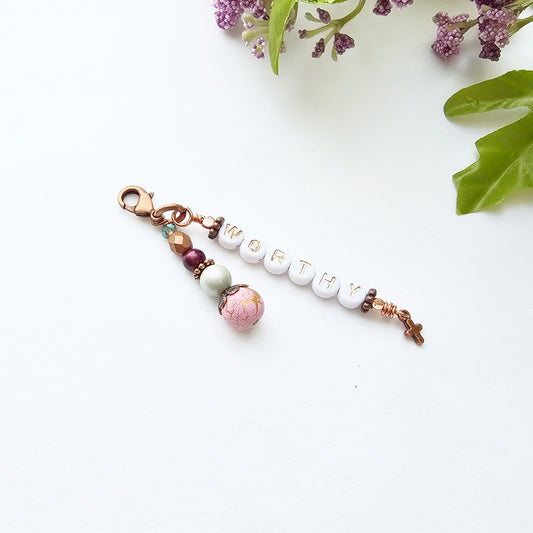 I Am Worthy Word charm Clip-on accessory for women