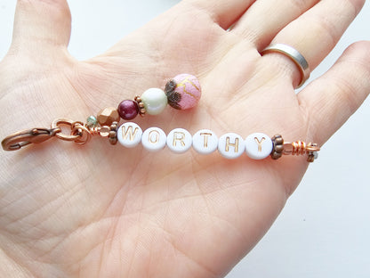 I Am Worthy Word charm Clip-on accessory for women