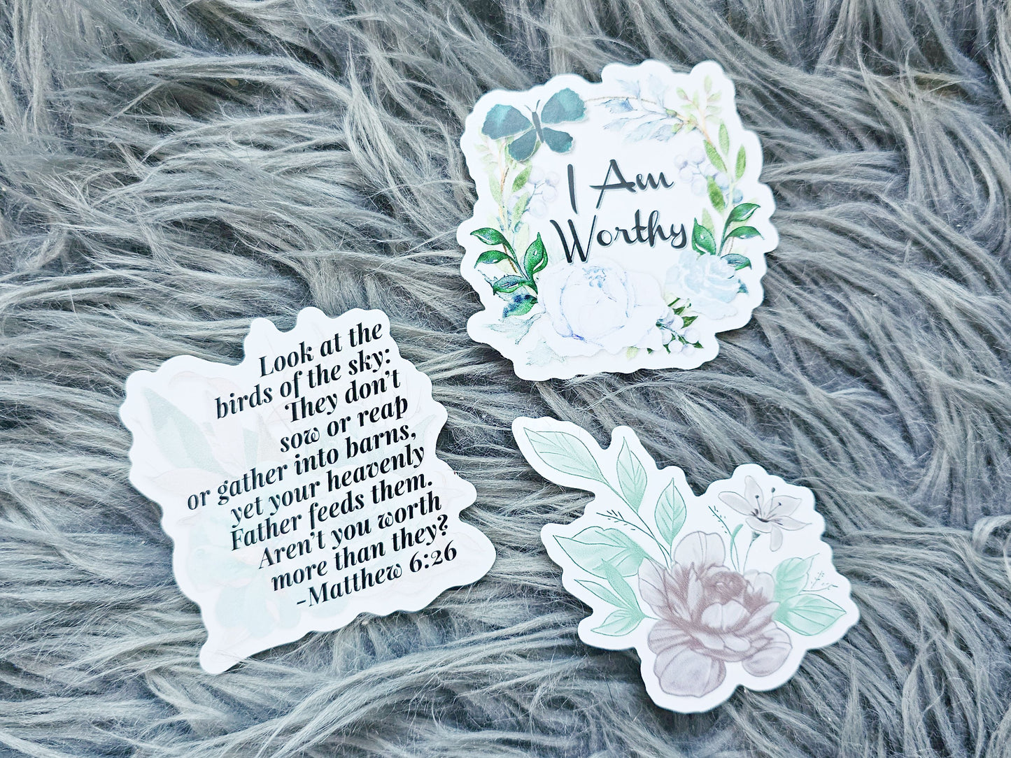 Bible Verse Worthy Vinyl Sticker - feminine Matthew 6:26 for women