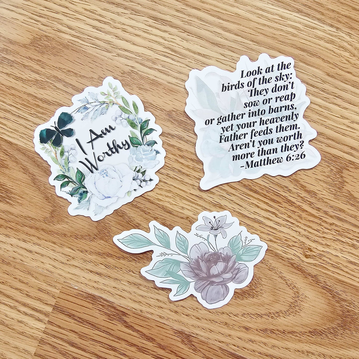 Bible Verse Worthy Flower Vinyl Sticker