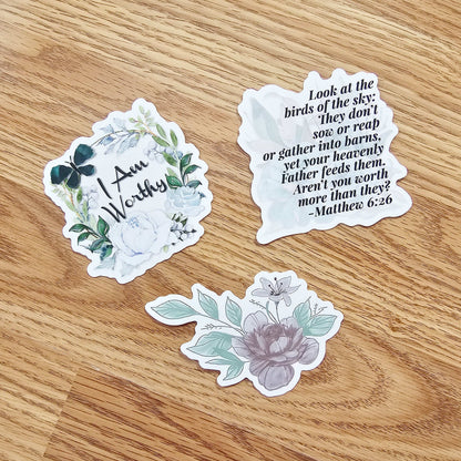 Bible Verse Worthy Flower Vinyl Sticker