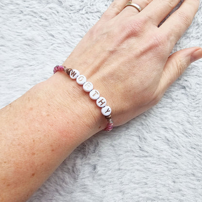 I Am Worthy Single Strand Bracelet - stackable arm jewelry for women