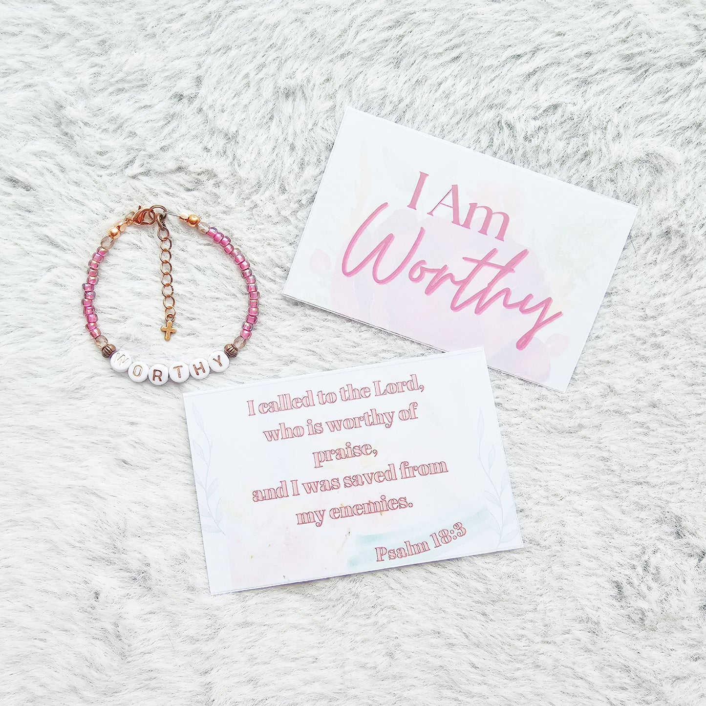 I Am Worthy Single Strand Bracelet - stackable arm jewelry for women
