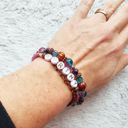 I Am Worthy 3-Strand Bracelet - stackable arm jewelry for women