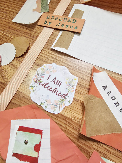 I Am Redeemed Creative bible study Handmade Journal Kit with Ephemera