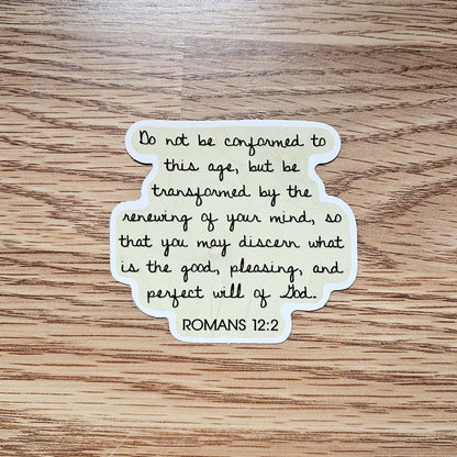 Romans 12:2 Bible Verse Vinyl Sticker Decal