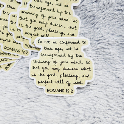 Romans 12:2 Bible Verse Vinyl Sticker Decal