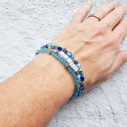 Loved Blue and Silver beaded bracelet
