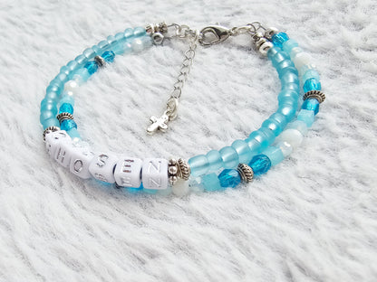 Chosen Blue and Silver beaded bracelet