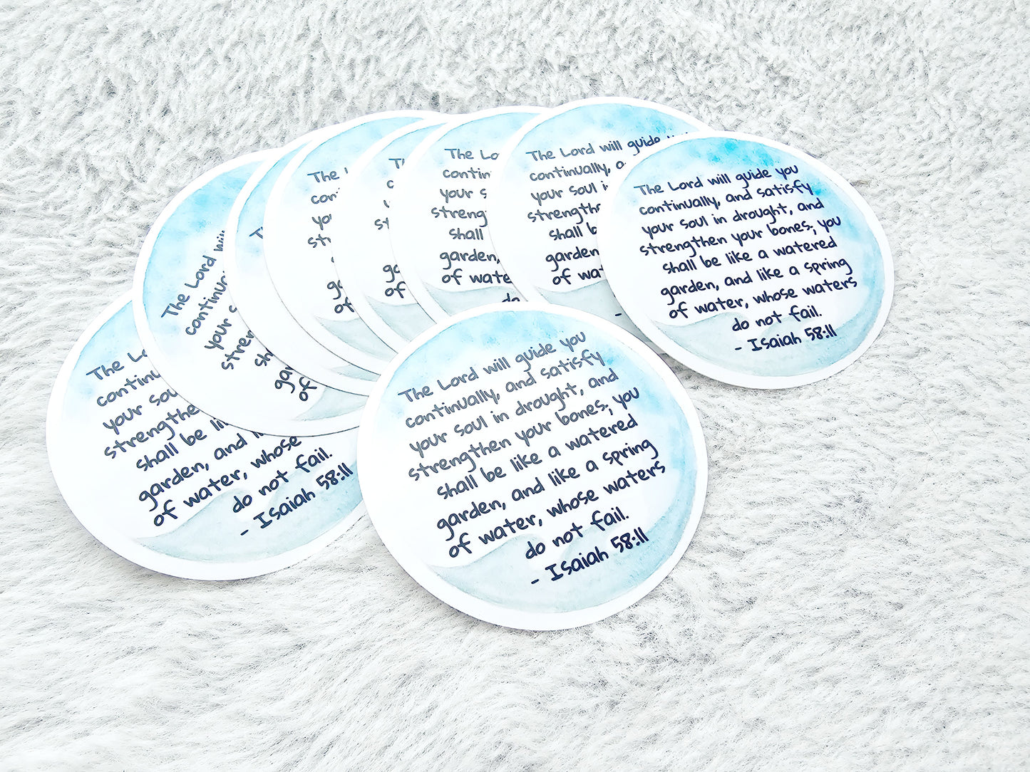 Isaiah 58:11 Round Watercolor Vinyl Sticker