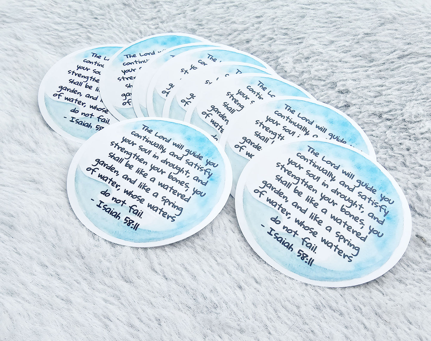 Isaiah 58:11 Round Watercolor Vinyl Sticker