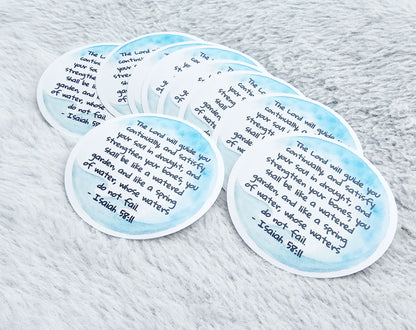 Isaiah 58:11 Round Watercolor Vinyl Sticker