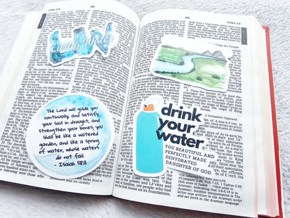 Isaiah 58:11 Round Watercolor Vinyl Sticker