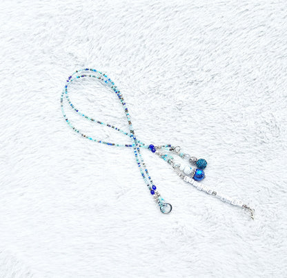 Beaded Bible 2 strand Bookmark - The Living Water - Blue and silver bible accessories