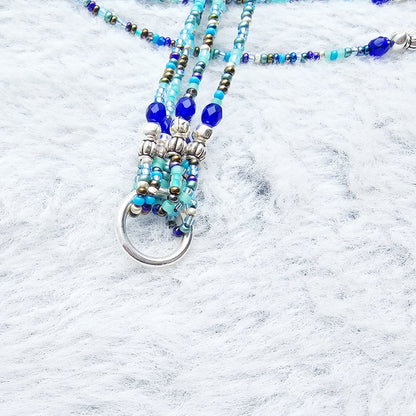 Beaded Bible 5 strand Bookmark - The Living Water - Blue and silver bible accessories