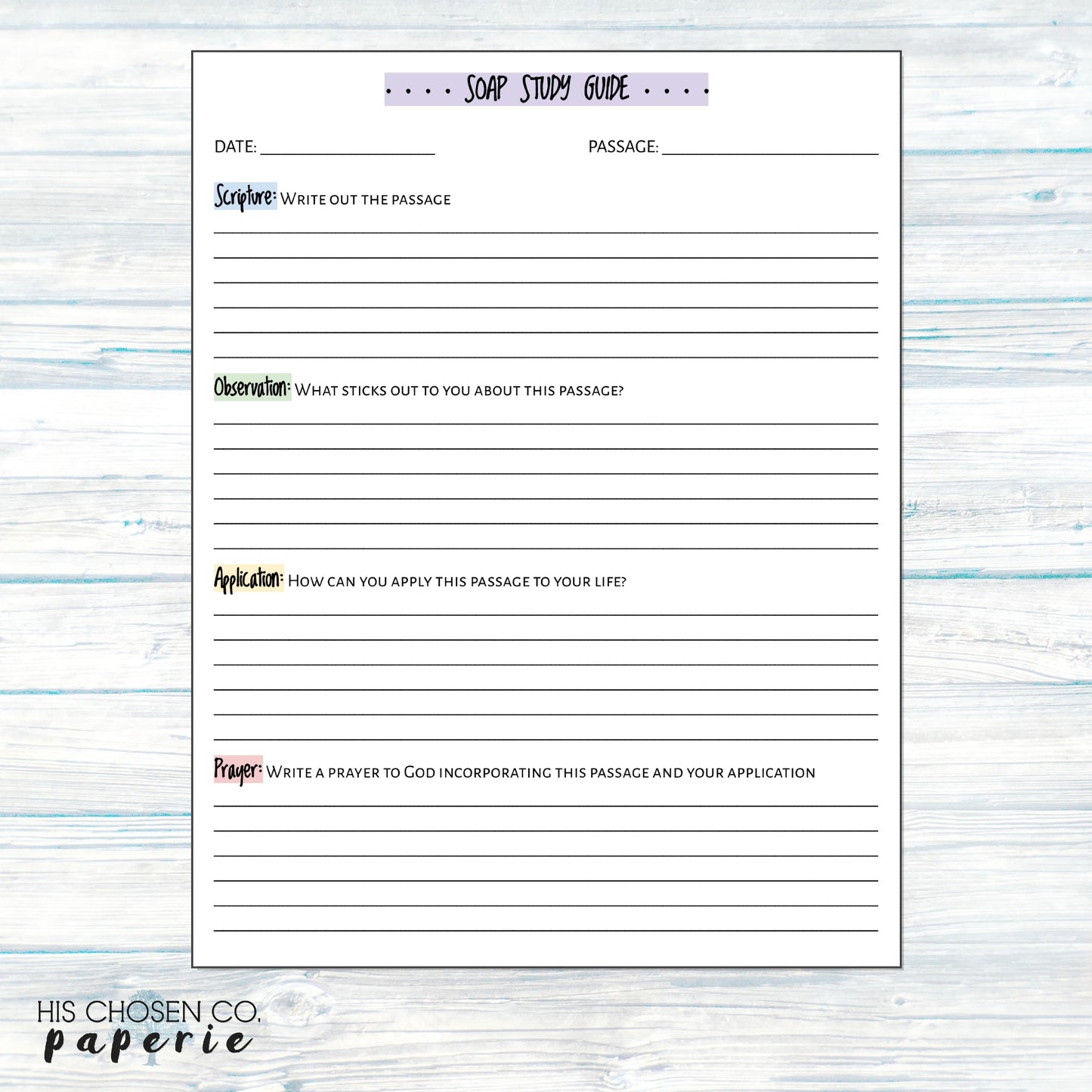 Who I Am in Christ Bible SOAP Study Guide Set - 12 studies - Instant download