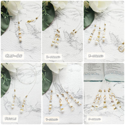Soft White and Gold Beaded Bible Bookmark