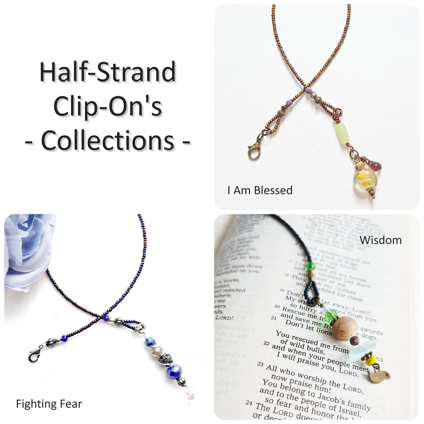 Beaded Bookmark Half-Strand Clip-on Custom